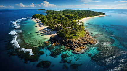 Beautiful Remote Island Aerial View Seascape Background