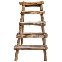 Wall Mural - A wooden ladder with a white background