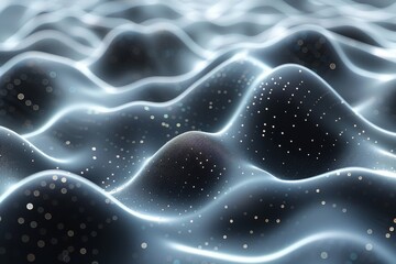 Wall Mural - this image shows flowing abstract digital waves with sparkling particles, giving a sense of futurist