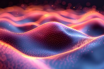Wall Mural - eye-catching image of vibrant abstract digital waves, illuminated with a spectrum of red and pink co