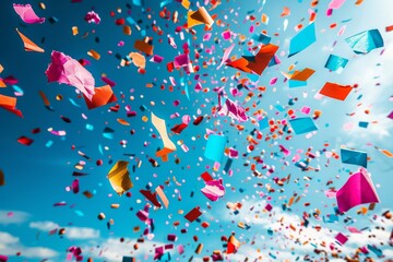 Wall Mural - captivating image featuring an explosion of colorful confetti creating a dynamic and festive abstrac