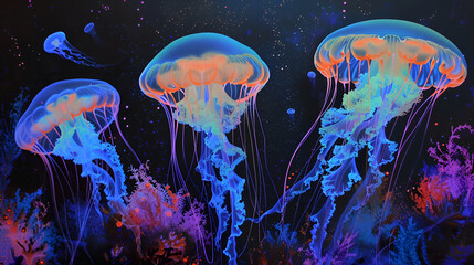 Sticker - jellyfish in the ocean