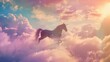Ethereal Unicorn Canter in Rainbow Clouds