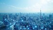 © ardanz - Tokyo s skyline fused with digital network lines symbolizing a smart city