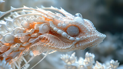 Wall Mural - Macro photography of a jellyfish sculpture underwater