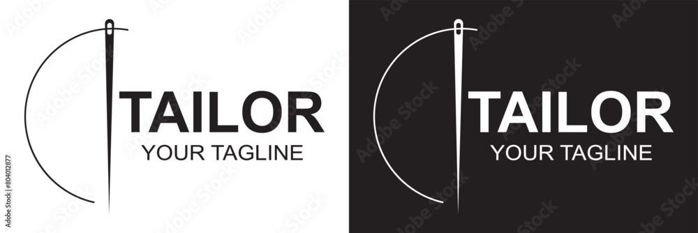 Tailor logo luxury needle and thread icon, sewing silhouette, vector ...