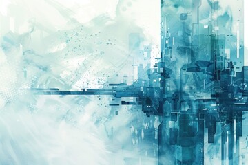 Wall Mural - Digital painting of a city with a variety of buildings. Suitable for urban-themed projects