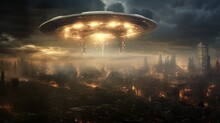 A Flying Saucer Above A City