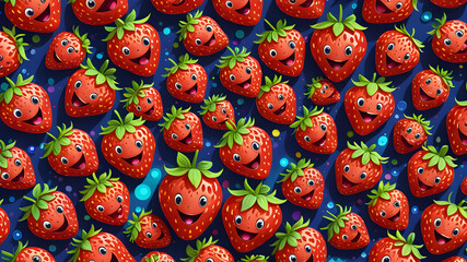 abstract background of cartoon strawberries. cartoon illustration