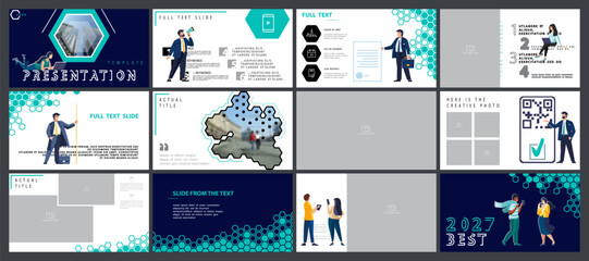 Wall Mural - Infographics. Business team plans business presentation, financial success, powerpoint, launch of new technology. Design template elements, background, set. Team of people creates a business, teamwork