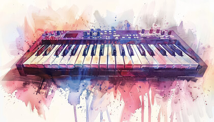 Wall Mural - A keyboard with a colorful background