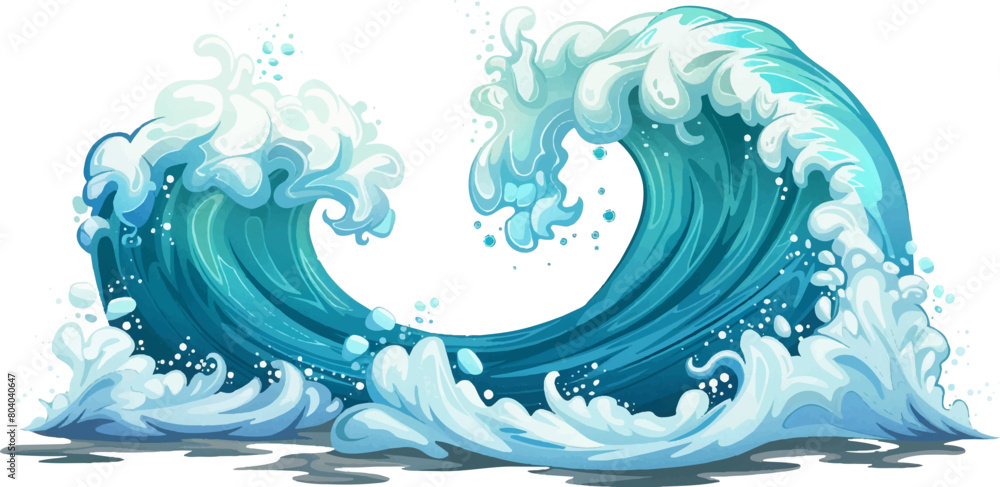 cartoon illustration of big wave isolated on white background Stock ...