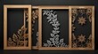 Set of square photo frames with openwork floral pattern .Generative AI