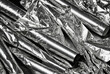 close up of a pile of aluminum foil shiny