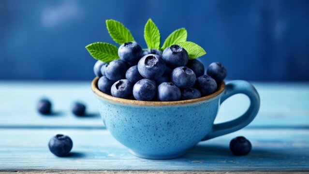  Fresh blueberries mint and a touch of summer delight