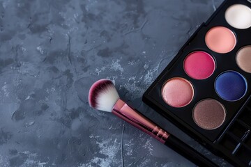 Set of cosmetics on a empty dark background with copy space. Beauty concept.