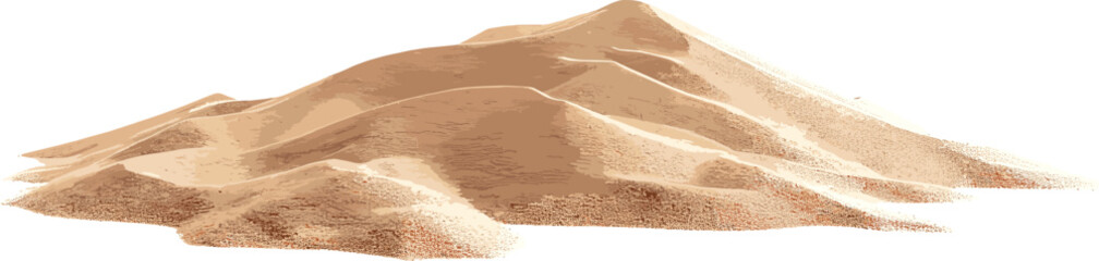 Isolated Desert Sand Pile and Dune on White Background - High-Quality SVG