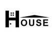 Black house text logo icon flat vector design