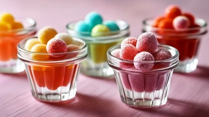 Poster -  Colorful candy delight in glass jars