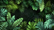 Tropical background with palm and monstera leaves illustration