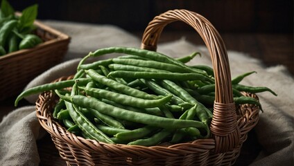 A basket of fresh green beans