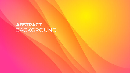 Wall Mural - yellow pink gradient background with wavy lines composition