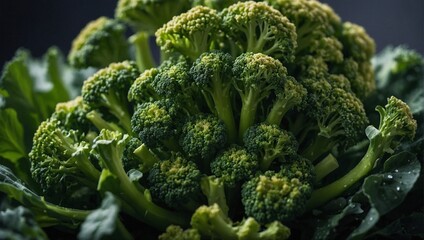 A closeup of a broccoli floret