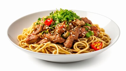 Poster -  Delicious Asian noodle dish with beef and veggies