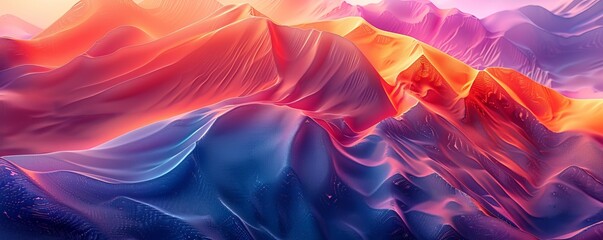 Wall Mural - Generative AI illustration of full frame shot of abstract background with colorful wavy lines