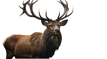 a detailed portrait of a majestic elk with large antlers, isolated on a transparent background, show
