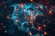 © Michael - North America's Digital Data Network: US Map Connectivity in Modern Abstract Cyber Setting