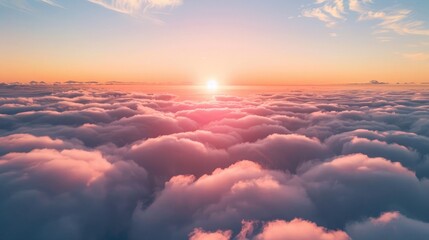 Wall Mural - aerial photo of sunrise above the clouds