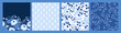 Blue floral seamless patterns. Vector design for paper, cover, fabric, interior decor and other uses