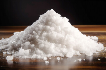 Wall Mural - generated Illustration heap of salt on wooden table.