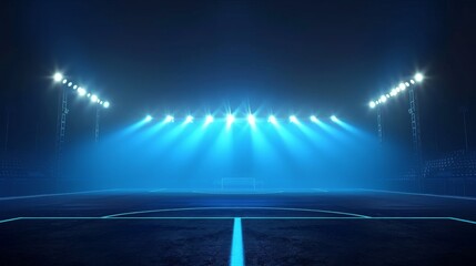 Wall Mural - Night time spotlights on a soccer or football stadium, an arena or a concert stage, isolated on a black background, modern illustration.