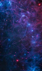 Wall Mural - colorful abstract background with shiny neon purple and blue lines and connections, technology and cyberspace background