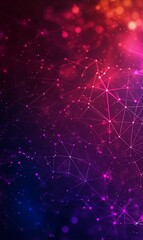 colorful abstract background with shiny neon purple and blue lines and connections, technology and cyberspace background