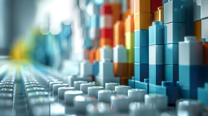 Poster - Chart columns, bricks. Generative AI.