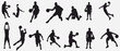 © Pro Silhouettes - Basketball player silhouette in action. Group of basketball player playing.
