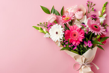 Wall Mural - Beautiful bouquet of flowers. Holiday Background with flowers