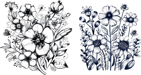 Leinwandbilder - Hand drawn vector vintage floral doodle