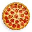 © TrapezaStudio - Pepperoni pizza on a white background, isolation, top view. High quality