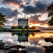  ross castle in killarney at sunset ireland