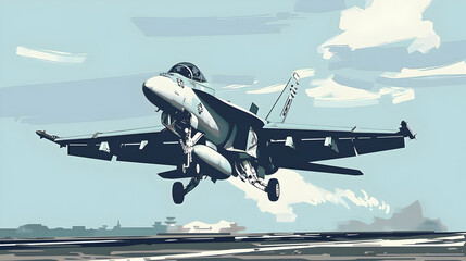 Wall Mural - An illustration of a military jet taking off.


