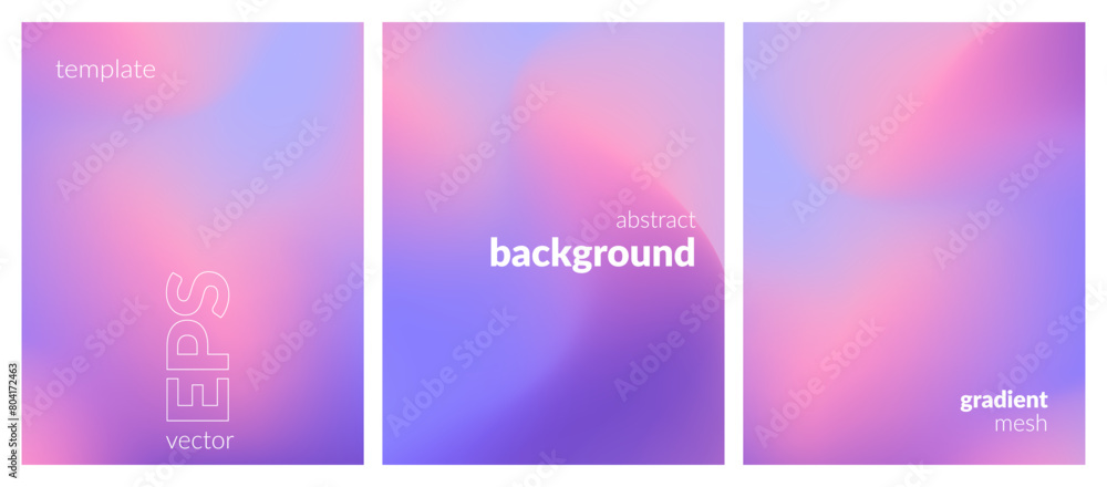 Abstract liquid background. Variation set. Color blend. Blurred fluid texture. Vibrant gradient mesh. Modern template for posters, ad banners, brochures, flyers, covers, websites. EPS vector image