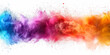 Vibrant color powder explosion on white background,  Abstract image of colorful dust particles dispersing with dynamic motion effect