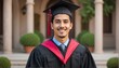© Arceli - hispanic mexican graduate student guy portrait wearing graduation hat and gown from Generative AI