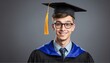 nerd graduate student guy portrait wearing graduation hat and gown from Generative AI