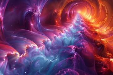 Wall Mural - an eye-catching piece of digital fluid art with a tunnel-like structure that draws the viewer in wit