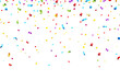 © POKPAK - Celebration background with colorful confetti and ribbons.